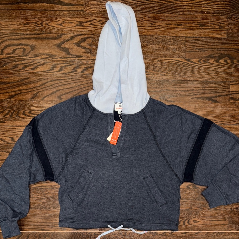 Sundry Placket Hooded Sweatshirt